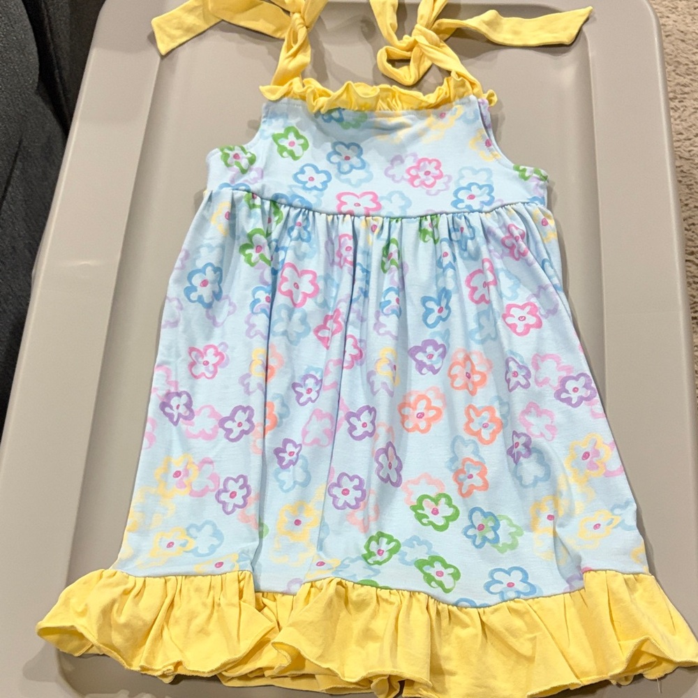 Lil Darlins Boutique Floral Kids Dress with Yellow Accents